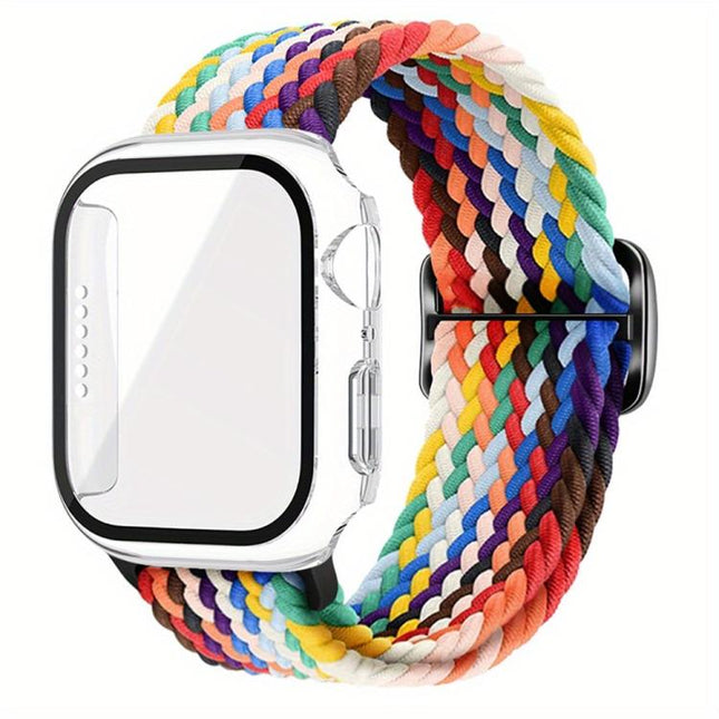 Ladder Buckle Loop Nylon Watch Band with Film Frosted PC Cover, For Apple Watch Series 44mm, For Apple Watch Series 40mm, For Apple Watch Series 10 / 11 46mm, For Apple Watch Series 10 / 11 42mm, For Apple Watch Series 45mm, For Apple Watch Series 41mm - DealBuddy