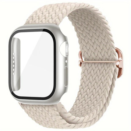 Ladder Buckle Loop Nylon Watch Band with Film Frosted PC Cover, For Apple Watch Series 44mm, For Apple Watch Series 40mm, For Apple Watch Series 10 / 11 46mm, For Apple Watch Series 10 / 11 42mm, For Apple Watch Series 45mm, For Apple Watch Series 41mm - DealBuddy