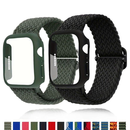 Ladder Buckle Loop Nylon Watch Band with Film Frosted PC Cover