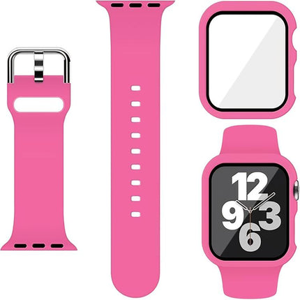 Pin Buckle Silicone Watch Band with Film Integrated PC Case, For Apple Watch Series 44mm, For Apple Watch Series 40mm, For Apple Watch Series 10 / 11 46mm, For Apple Watch Series 10 / 11 42mm, For Apple Watch Ultra 3 / 2 / 1 49mm                       ... - DealBuddy