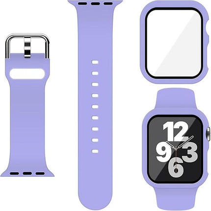 Pin Buckle Silicone Watch Band with Film Integrated PC Case, For Apple Watch Series 44mm, For Apple Watch Series 40mm, For Apple Watch Series 10 / 11 46mm, For Apple Watch Series 10 / 11 42mm, For Apple Watch Ultra 3 / 2 / 1 49mm                       ... - DealBuddy