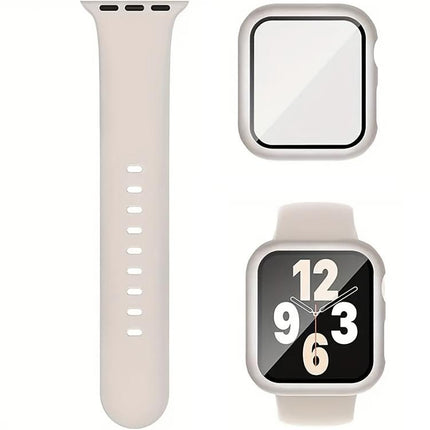 Pin Buckle Silicone Watch Band with Film Integrated PC Case, For Apple Watch Series 44mm, For Apple Watch Series 40mm, For Apple Watch Series 10 / 11 46mm, For Apple Watch Series 10 / 11 42mm, For Apple Watch Ultra 3 / 2 / 1 49mm                       ... - DealBuddy