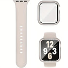 Pin Buckle Silicone Watch Band with Film Integrated PC Case, For Apple Watch Ultra 4 / 3 / 2 / 1 49mm, For Apple Watch Series 44mm, For Apple Watch Series 40mm, For Apple Watch Series 10 / 11 46mm, For Apple Watch Series 10 / 11 42mm                   ...