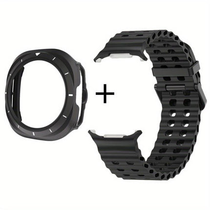 Dual-row Holes Silicone Watch Band with TPU Case - DealBuddy