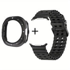 Dual-row Holes Silicone Watch Band with TPU Case - DealBuddy