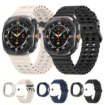 Dual-row Holes Silicone Watch Band with TPU Case, For Samsung Galaxy Watch Ultra 47mm / Ultra 2025 - DealBuddy