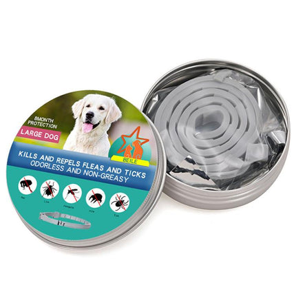 Pet Deworming Calming Collar Fleas Ticks Removing, Aluminum Box Packing, 72cm For Large Dog, 56cm For Puppy, 56cm For Cat - DealBuddy