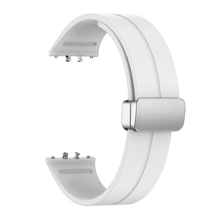 Magnetic Fold Silver Buckle Silicone Watch Band, For Samsung Galaxy Fit 3 - DealBuddy