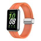 Magnetic Fold Silver Buckle Silicone Watch Band, For Samsung Galaxy Fit 3 - DealBuddy