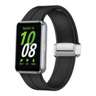 Magnetic Fold Silver Buckle Silicone Watch Band, For Samsung Galaxy Fit 3 - DealBuddy