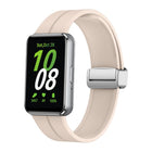 Magnetic Fold Silver Buckle Silicone Watch Band, For Samsung Galaxy Fit 3 - DealBuddy