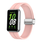 Magnetic Fold Silver Buckle Silicone Watch Band, For Samsung Galaxy Fit 3 - DealBuddy