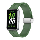 Magnetic Fold Silver Buckle Silicone Watch Band, For Samsung Galaxy Fit 3 - DealBuddy