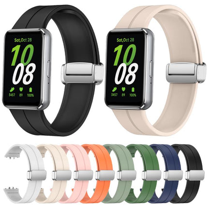 Magnetic Fold Silver Buckle Silicone Watch Band, For Samsung Galaxy Fit 3 - DealBuddy