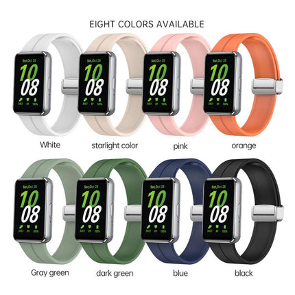 Magnetic Fold Silver Buckle Silicone Watch Band, For Samsung Galaxy Fit 3 - DealBuddy