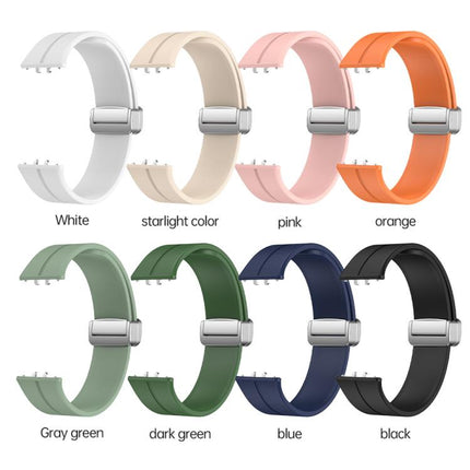Magnetic Fold Silver Buckle Silicone Watch Band, For Samsung Galaxy Fit 3 - DealBuddy