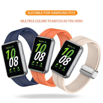Magnetic Fold Silver Buckle Silicone Watch Band, For Samsung Galaxy Fit 3 - DealBuddy