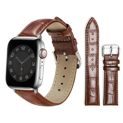 xDfind Bamboo Texture Pin Buckle Leather Watch Band, For Apple Watch 42 / 44 / 45 / 46 / 49mm, For Apple Watch 38 / 40 / 41 / S10 42mm - DealBuddy