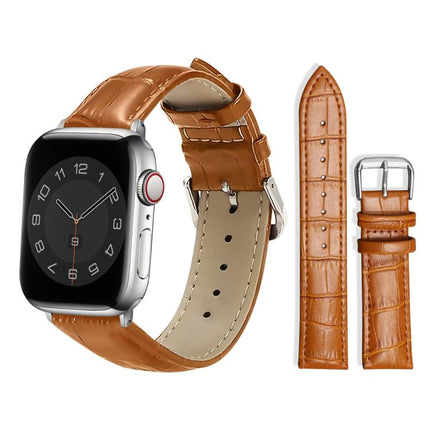xDfind Bamboo Texture Pin Buckle Leather Watch Band, For Apple Watch 42 / 44 / 45 / 46 / 49mm, For Apple Watch 38 / 40 / 41 / S10 42mm - DealBuddy