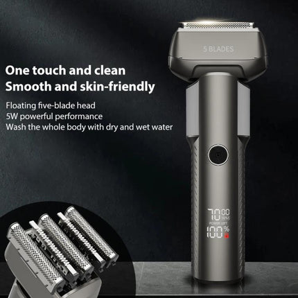 Five-blade Full Body Washable LED Digital Display Reciprocating Electric Shaver