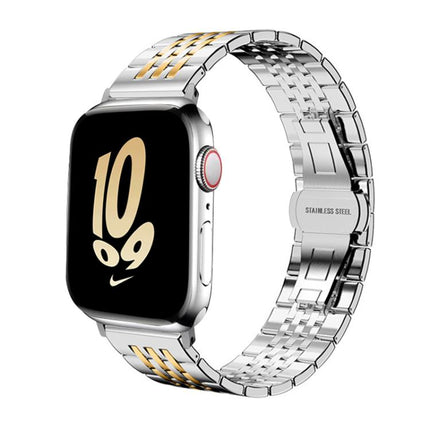 xDfind Seven-bead Solid Stainless Steel Watch Band, For Apple Watch 42 / 44 / 45 / 46 / 49mm 22mm, For Apple Watch 38 / 40 / 41 / S10 42mm 20mm - DealBuddy