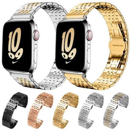 xDfind Seven-bead Solid Stainless Steel Watch Band, For Apple Watch 42 / 44 / 45 / 46 / 49mm 22mm, For Apple Watch 38 / 40 / 41 / S10 42mm 20mm - DealBuddy