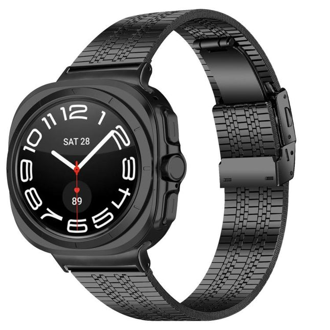 Turtle Buckle Five Beads Stainless Steel Watch Band