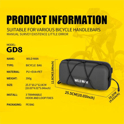 WILD MAN GD8 Mountain Bicycle EVA Hard Shell Handlebar Bag - DealBuddy
