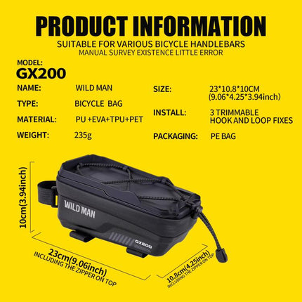 WILD MAN GX200 Mountain Bicycle EVA Hard Shell Bag Bike Front Fixing bracket, GX200 - DealBuddy