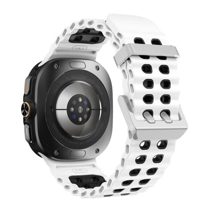 Ocean Two Color Dual-Row Hole Silver Buckle Silicone Watch Band