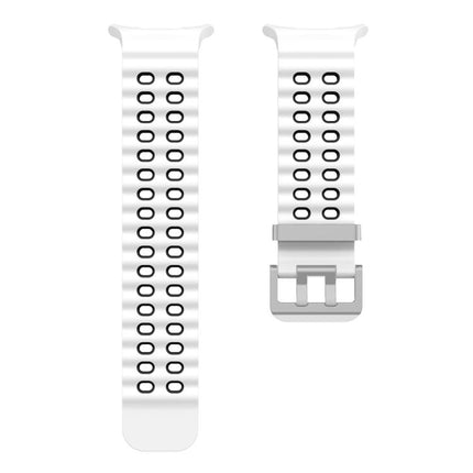 Ocean Two Color Dual-Row Hole Silver Buckle Silicone Watch Band