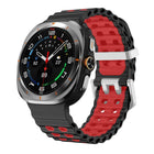 Ocean Two Color Dual-Row Hole Silver Buckle Silicone Watch Band
