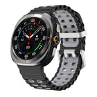 Ocean Two Color Dual-Row Hole Silver Buckle Silicone Watch Band