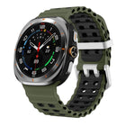 Ocean Two Color Dual-Row Hole Silver Buckle Silicone Watch Band