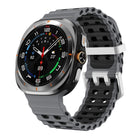 Ocean Two Color Dual-Row Hole Silver Buckle Silicone Watch Band