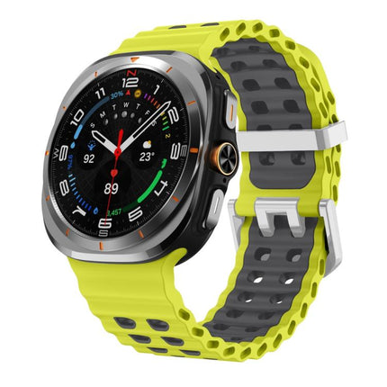 Ocean Two Color Dual-Row Hole Silver Buckle Silicone Watch Band