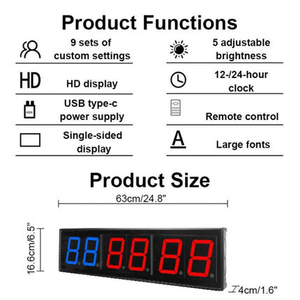 KYX--0040 4 inch 6-digit LED Sports Fitness Multi-function Timer
