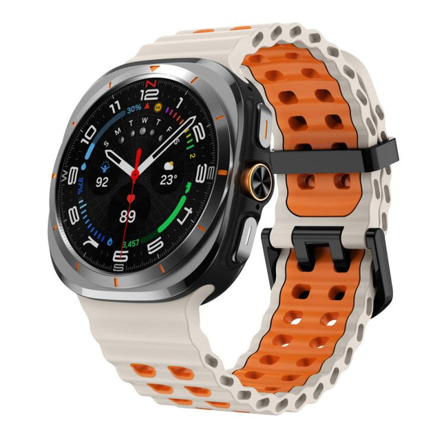 xDfind Black Buckle Ocean Two Color Dual-row Hole Silicone Watch Band