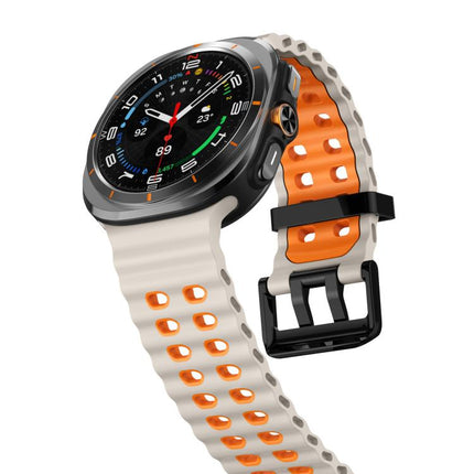 xDfind Black Buckle Ocean Two Color Dual-row Hole Silicone Watch Band