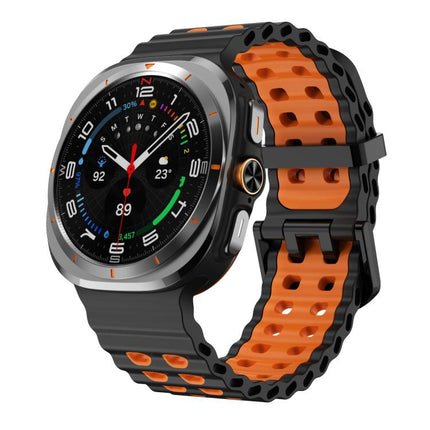 xDfind Black Buckle Ocean Two Color Dual-row Hole Silicone Watch Band