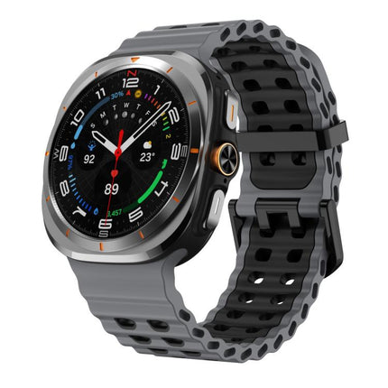 xDfind Black Buckle Ocean Two Color Dual-row Hole Silicone Watch Band