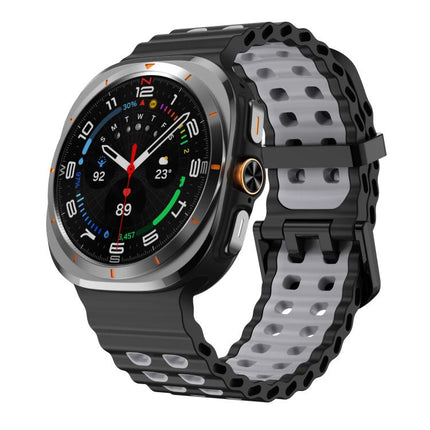 xDfind Black Buckle Ocean Two Color Dual-row Hole Silicone Watch Band
