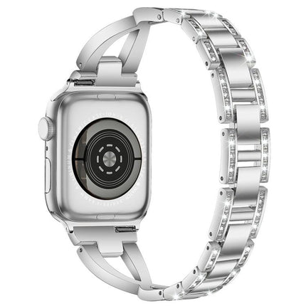 xDfind X-Shaped Single Row Diamond Metal Watch Band, For Apple Watch 42 / 44 / 45 / 46 / 49mm, For Apple Watch 38 / 40 / 41 / S10 42mm - DealBuddy