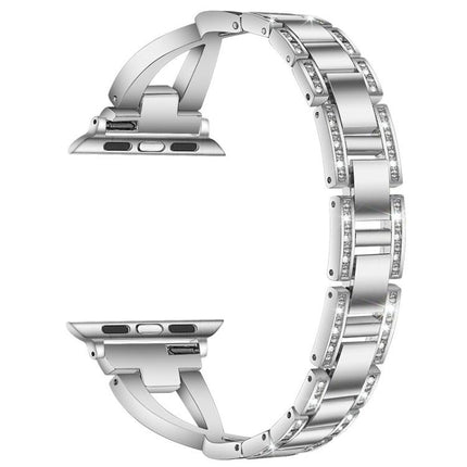 xDfind X-Shaped Single Row Diamond Metal Watch Band, For Apple Watch 42 / 44 / 45 / 46 / 49mm, For Apple Watch 38 / 40 / 41 / S10 42mm - DealBuddy