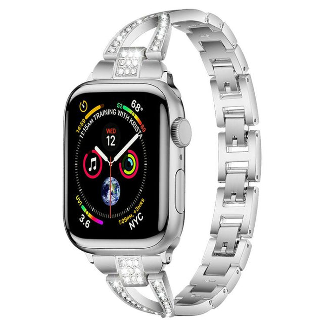 xDfind X-Shaped Single Row Diamond Metal Watch Band, For Apple Watch 42 / 44 / 45 / 46 / 49mm, For Apple Watch 38 / 40 / 41 / S10 42mm - DealBuddy