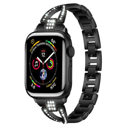 xDfind X-Shaped Single Row Diamond Metal Watch Band, For Apple Watch 42 / 44 / 45 / 46 / 49mm, For Apple Watch 38 / 40 / 41 / S10 42mm - DealBuddy