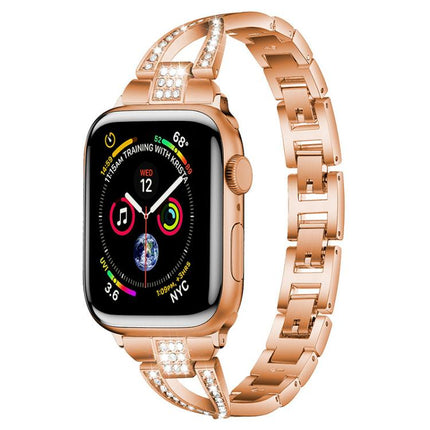 xDfind X-Shaped Single Row Diamond Metal Watch Band, For Apple Watch 42 / 44 / 45 / 46 / 49mm, For Apple Watch 38 / 40 / 41 / S10 42mm - DealBuddy