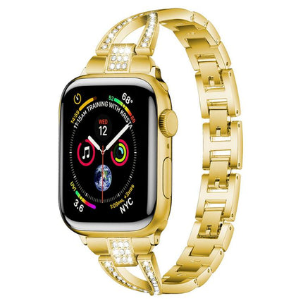 xDfind X-Shaped Single Row Diamond Metal Watch Band, For Apple Watch 42 / 44 / 45 / 46 / 49mm, For Apple Watch 38 / 40 / 41 / S10 42mm - DealBuddy