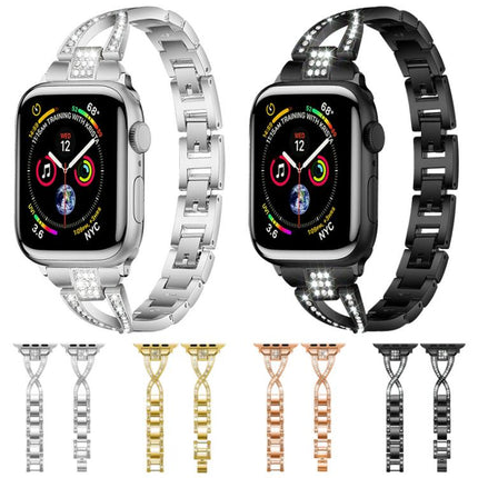 xDfind X-Shaped Single Row Diamond Metal Watch Band, For Apple Watch 42 / 44 / 45 / 46 / 49mm, For Apple Watch 38 / 40 / 41 / S10 42mm - DealBuddy