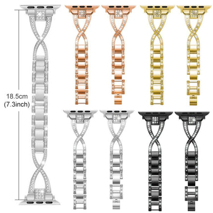 xDfind X-Shaped Single Row Diamond Metal Watch Band, For Apple Watch 42 / 44 / 45 / 46 / 49mm, For Apple Watch 38 / 40 / 41 / S10 42mm - DealBuddy
